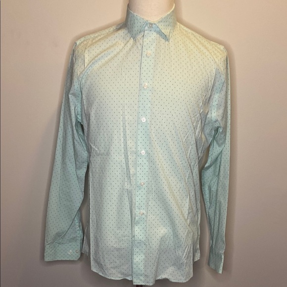 Express Slim Fit Casual Button Down Shirt in Green Pattern Print (sz L/G) - Picture 1 of 8